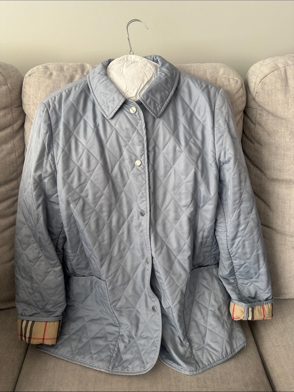 Burberry Light Blue Quilted Utility Jacket
